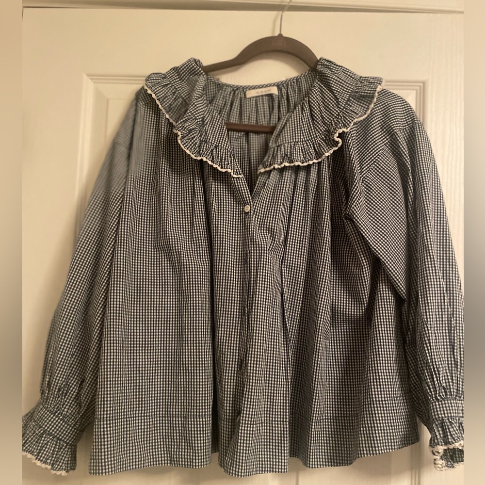 Doen Seychelles Blouse in blue gingham